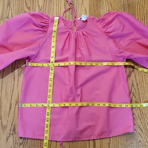 H&M PINK PUFF SLEEVE COTTON TOP XS - Picture 8 of 8